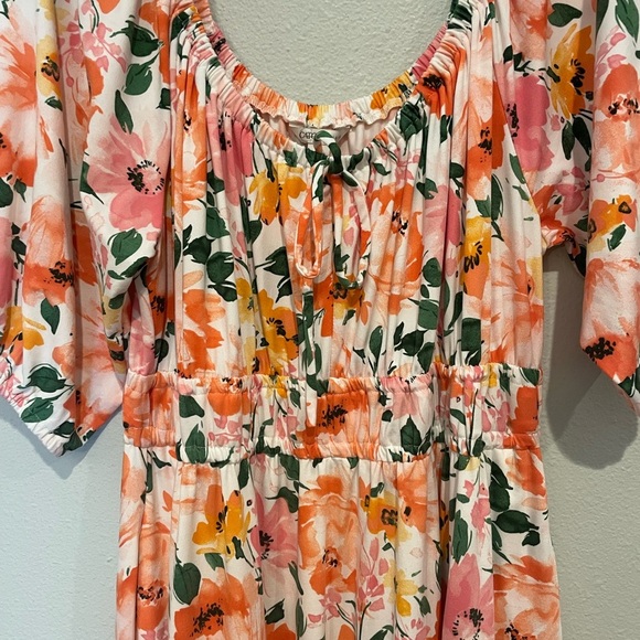 Cato Pink and White Puff Sleeve Maxi Sundress - Picture 2 of 6